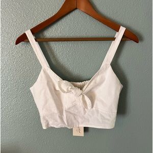 White Crop Top Blouse With Bow